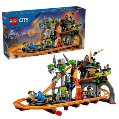 LEGO® City Lava Land Achtbaanpark - Bouw- en Speelset voor Kinderen - Modelachtbaan met Zweefmolen en Verstelbaar Rotsmonster - Cadeautip voor Jongens en Meisjes Vanaf 8 Jaar - 60501