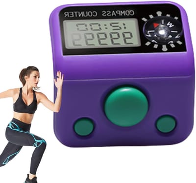 Elektronische Handteller - Klikker Teller - Activiteiten Bijhouden - Met Kompas En Horloge - Compact Lichtgewicht - Willekeurige Kleur