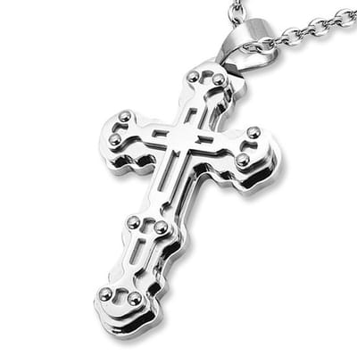 Montebello Ketting Kento - 316L Staal - Kruis - 38x59mm - 60cm