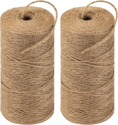 Jute touw - 2 rollen - 200m per rol - Bruin - Geschikt voor tuinieren, knutselen, cadeauverpakkingen, huwelijksdecoraties