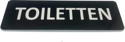 Deurbordje met tekst Toiletten - 150 x 50 mm (incl. dubbelzijdige tape) - zwart / wit | Geborstelde RVS-look toplaag | Gratis Verzending