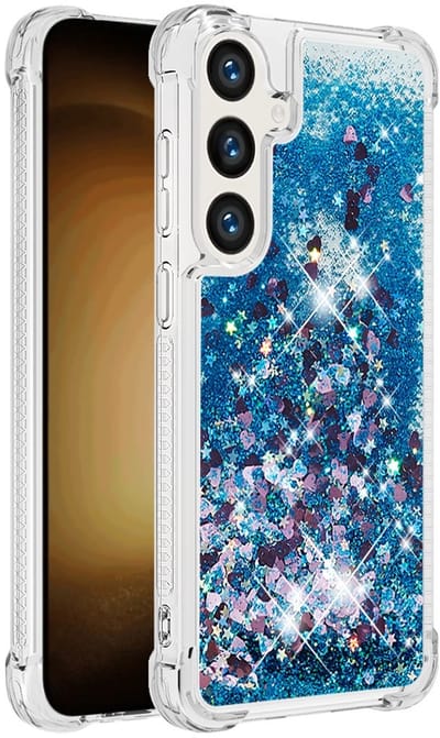 Coverup Hoesje - Geschikt voor Samsung Galaxy S26 Hoesje - Coverup Liquid Glitter Back Cover - Blauw