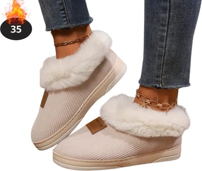 Nivard Warme Pantoffels - Sloffen - Slippers - Dames - Heren - Pluche - Maat 35 - Creme Roze