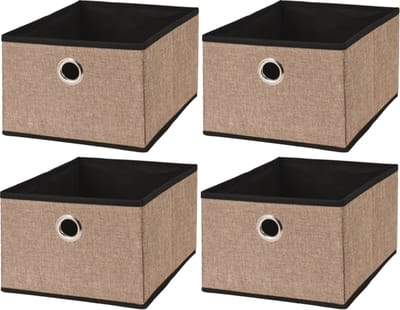 Storage Solutions Opbergmand/kastmand - 4x - 15 liter - bruin - 32 x 25 x 18 cm - Vakkenkast manden