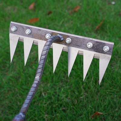Tuinwiedhark - Metaal onkruidgereedschap - Gazon en tuinonderhoud - Verkrijgbaar met 5 tot 8 tanden - 30cm steel