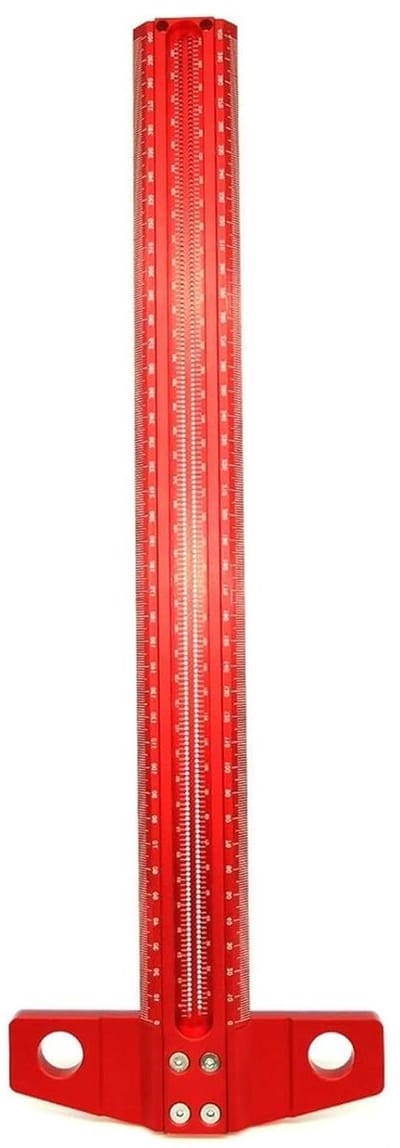 Kraspen Meetlat - Markering Lineaal - Houtbewerking Tekenen - Multifunctioneel Aluminium - 600mm - Rood