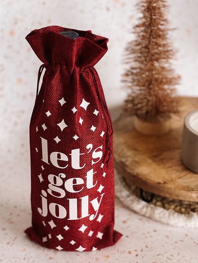 Wijngeschenkverpakking - Let's get Jolly - Wijntas - Kerstmis