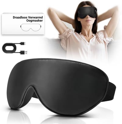 verwarmd oogmasker, draadloos oogmasker, warm oogkompres, temperatuurregeling, voor droge ogen en een betere nachtrust, perfect om te ontspannen, wasbaar en draagbaar.