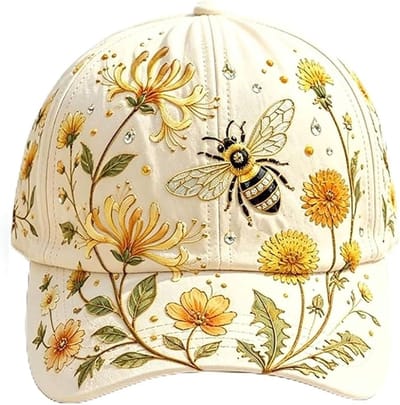 Dames Pet - 'Garden Morning'-honkbalpet voor Dames - Verstelbare Baseball Cap - Afdrukken Honkbalpet - Botanische Cottagecore-pet voor Dames - Ademend - Vizierpet - Outdoorhoed - Cadeau voor Tuiniersters - Geel - SOLLBRY®