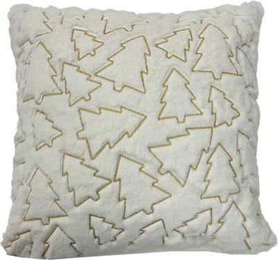 PINA - kussenhoes 45x45 cm - kerstkussen - gouden dennenbomen - Snow White - wit