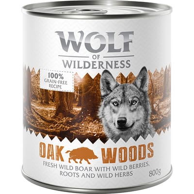6x800g Oak Woods Wildzwijn Wolf of Wilderness Hondenvoer