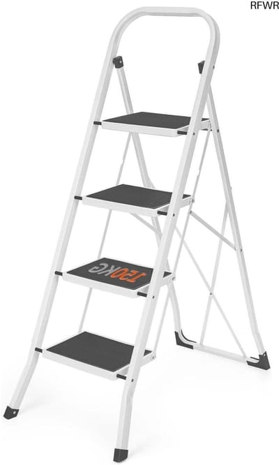 RFWR® Opvouwbare ladder 4 treden met antislip en handgreep - Ideaal voor huishoudelijk en professioneel gebruik