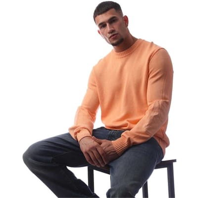 Boss Heren Crew Neck Normale Casual Sweater Top (Pastel Oranje)