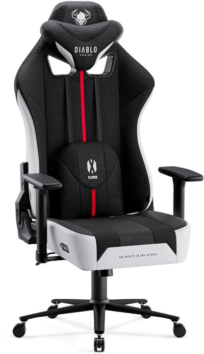 DIABLO CHAIRS - Gaming stoel X-Player 2.0 - Bureaustoel verstelbaar - King size - Wit / Zwart