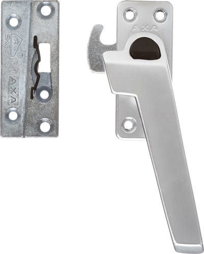 AXA Raamsluiting (model 3318) Aluminium: Afsluitbaar met drukknop, rechts naar buiten draaiend.