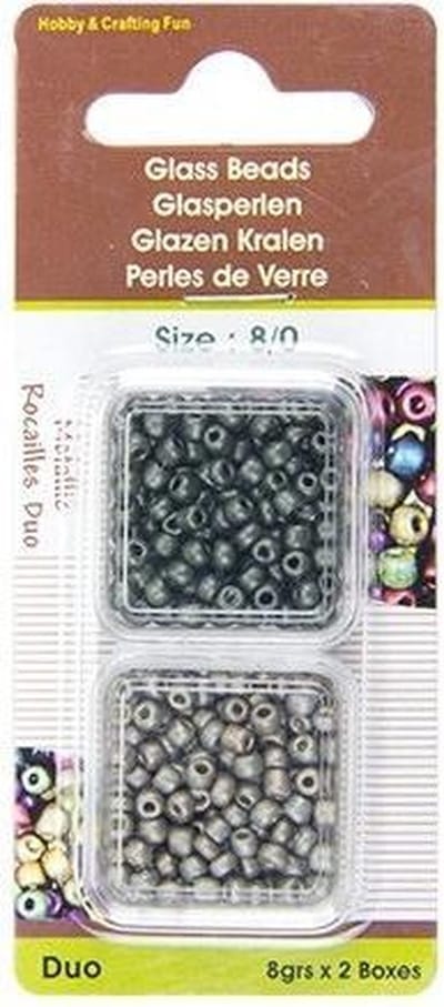 Rocailles Metallic Duo Metallic Duo, 8/0. 2 X 8 Gram, 4 DOOSJES, L Grijs / D Grijs No. 4512