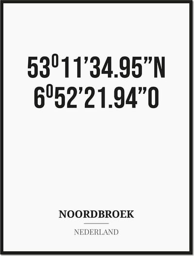 Poster/kaart NOORDBROEK met coördinaten