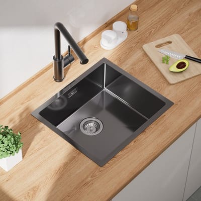CECIPA max Spoelbakken Keuken 50x44cm - Spoelbak Keuken Antraciet - Enkele spoelbak - Spoelbakken met Afdruip