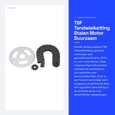Dailygoods - T8F Tandwielketting - Stalen Motor - Duurzaam en Betrouwbaar - Geschikt voor Karts en ATV's - Optimale Prestaties - Ideaal voor Mini-moto...