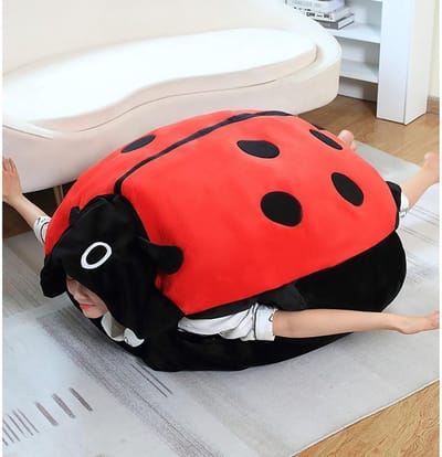 Schattig en comfortabel insectenkussen, groot formaat pluche slaapkussen voor kinderen en volwassenen, afneembare en draagbare warmhoudkussen