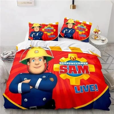 Cartoon Brandweerman Sam Speelgoed Beddengoed Set Dekbedovertrek Bedset Dekbedovertrek Kussensloop Dekbed King Queen Maat Jongens Volwassenen Beddengoedset EU Double 200x200cm