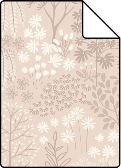 Proefstaal ESTAhome behang bomen en bloemen beige - 26.5 x 21 cm - 131648-S