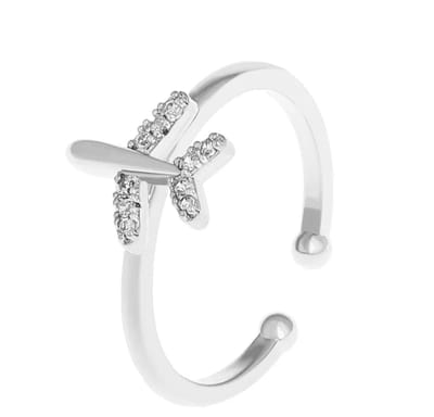 Vliegtuig ring | zilver gekleurd
