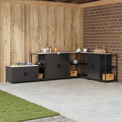 vidaXL - Keukenplankeenheid - HATTEM - Zwart - 30 - x - 50 - x - 92 - cm - Staal