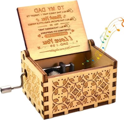 Muziekdoos Papa - Cadeau voor Vader - Speciaal Moment - Houten Gravure - Mini Formaat - Natuurlijk Hout