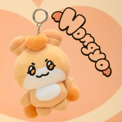 (Pré-commander)ATEEZ MIGHTEEZ x Line Friends Carré Marchandise Officielle - Porte-clés Peluche HongJoong beige