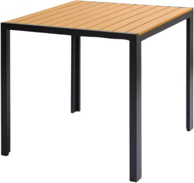Tuintafel - Aluminium - Voor binnen en buiten - Vierkante vijzettafel tuin - Zwart - Bistrotafel - Eettafel - Hitte- en Weerbestendig - Houtlook
