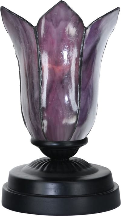 Tiffany lage tafellamp zwart met Gentian Purple - Art Deco Trade