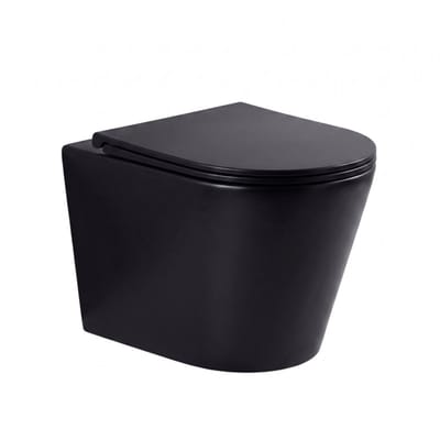 QeramiQ Dely hangtoilet – spoelrandloos – diepte 51,7 cm – met slim softclose zitting – mat zwart