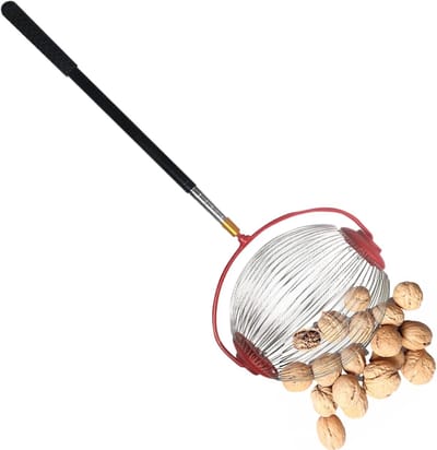 Tuinnotenverzamelaar - Nootplukker Gereedschap - Oogst Verzamelen - Telescopische Steel - 150 cm - Zilver