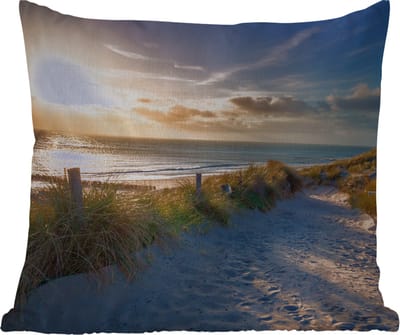 Buitenkussen - Zonsondergang - Strand - Duin - Gras - Bank - 45x45 cm - Weerbestendig