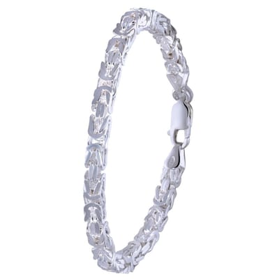 Lucardi Heren Gerecycled zilveren herenarmband koningsschakel. - Armband - 925 Zilver - Zilverkleurig - 19 cm