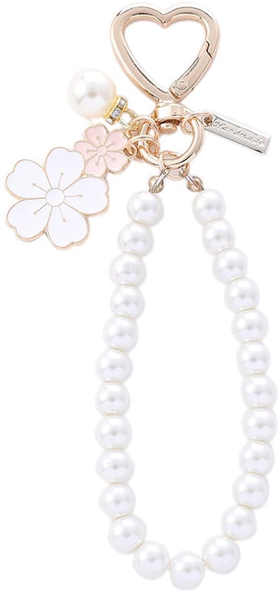 Ainy - Sakura Parel Koord Hart Keychain | Sleutelhangers voor kinderen en volwassenen | Auto of fiets sleutelhanger met quick-release ringen | Mode accessoires | cadeau voor vrouwen