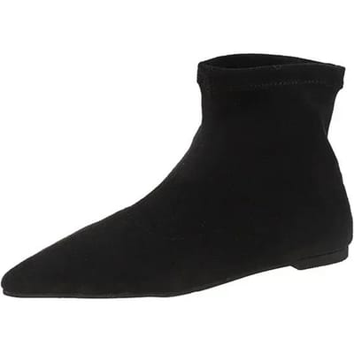 Vrouwen Schoenen met Puntige Neus Sexy Designer Gladiator Korte Laarzen Lage Hakken Mid-Kalf Rubberen Zool Dames Botines Para Mujeres 35 black