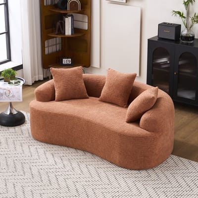 STILVORA Sofa 153 x 94 cm - Gebogen 2-Zits Voor Hoek En Kleine Ruimtes - Inclusief 3 Kussens - Chenille - Koraalroze