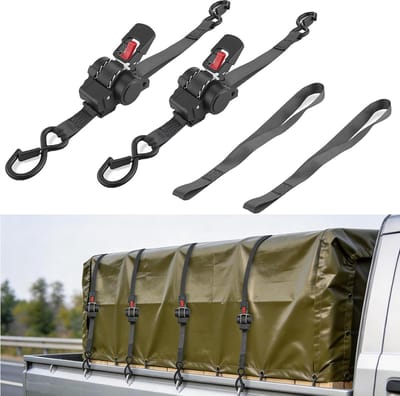 Automatische Spanbanden - Ratelriemen Set - Vastzetten van Lading - Automatische Oproller - 3.5 Meter Lengte - Zwart