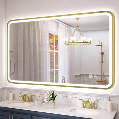 Badkamerspiegel met Verlichting 120x70 cm Mistvrij Aluminium Frame Kleurtemperatuur Geheugenfunctie IP44