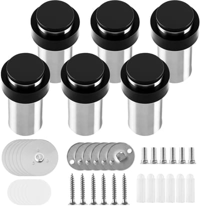 Dailygoods- Deurstopper Roestvrij Staal 84 mm - Deurstoppers voor Binnen - Deurstoppers voor Buiten - Deurbuffer - Deurvastzetter - Set van 6 - Deurstopperset