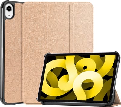 Hoes - Geschikt voor Apple iPad Air 5 (2022) - 10.9 inch - 5e Generatie - M1 - Dun & Stevig - Trifold Bookcase - Hard Cover - Hardcover Book Case - Tablet Hoesje - Goud