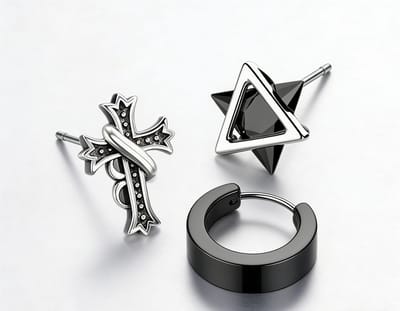 Helin life Punk-oorbellen-retro kruisje-oorbellen-geometrische sterrenoorbellen-oorklemmen zonder gaatjes-uniseks sieraden-gothic-accessoires-sets voor het combineren van oorbellen-niche-ontwerpen-oorbellen in geschenkverpakking
