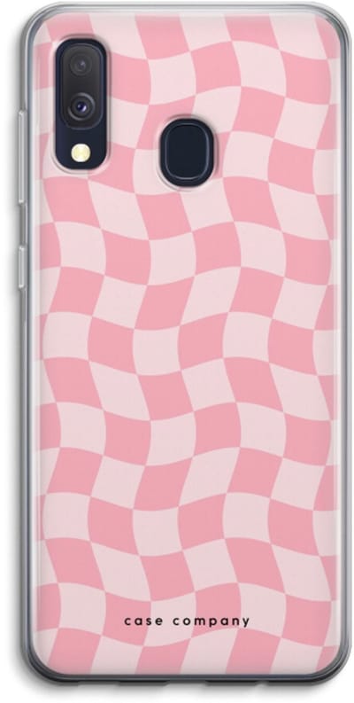 Case Company® - Hoesje geschikt voor Samsung Galaxy A40 hoesje - Grid Roos - Soft Cover Telefoonhoesje - Bescherming aan alle Kanten en Schermrand