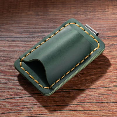 Metalen Lederen Potloodhouder Roestvrijstalen Penclip Voor Notitieboek Planner Creatieve Accessoires Kantoorartikelen groen