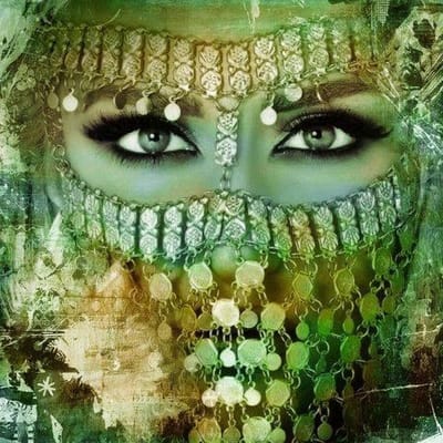 Safaary - Arabisch schilderij Arabische vrouw groen