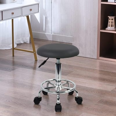 KAD® Tabouret - Zadelkruk Op Wielen - Zadelkruk - Grijs - 33cm x 33cm x 64cm