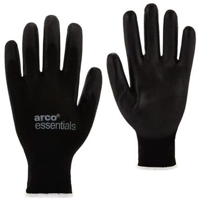 Arco Essentials PU-Gecoate Werkhandschoenen Nylon Zwart Maat 6 - Pak 12