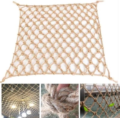 Decoratief Jutten Net - Hennep Netting Tuin - Balkon Beveiligen - Handgemaakt Jute - 2x7m - Natuurlijk
